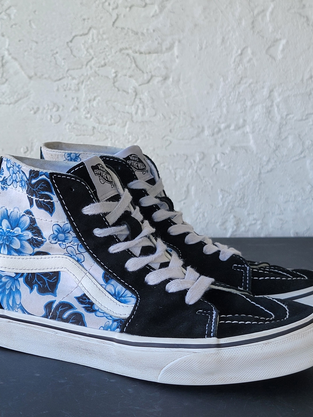 Vans Skate Hi Tapered Floral Blue Black Suede Sneakers Women’s Size 8.5